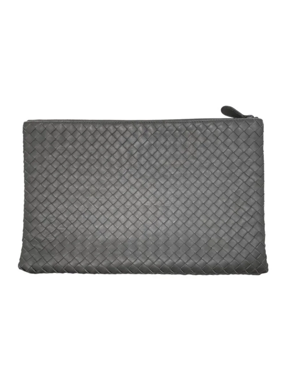 Bottega Veneta Clutch Intrecht Leather Gray Silver